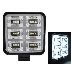FARO CUADRADO DE 18 LEDS DE ALTA INTENSIDAD LUZ FIJA Y ESTROBO BLANCO 8.5 X 1.9CM