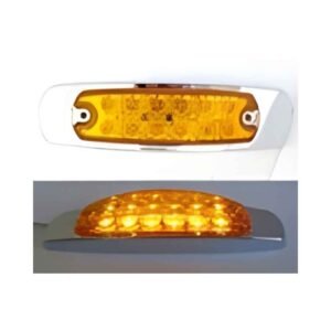 PLAFON UNIVERSAL LATERAL 12 LEDS 12/24V AMBAR BASE DE ACERO INOXIDABLE