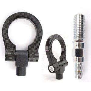 GANCHO  DE ARRASTRE REDONDO ALUMIIO TIPO FIBRA CARBON CON TORNILLO COCHE JAPONES(HONDA,TOYOTA) NEGRO