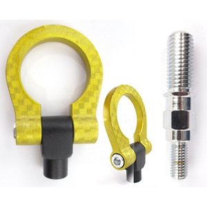 GANCHO DE ARRASTRE REDONDO ALUMIIO TIPO FIBRA CARBON CON TORNILLO COCHE JAPONES(HONDA,TOYOTA) DORADO