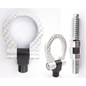 GANCHO DE ARRASTRE REDONDO ALUMIIO TIPO FIBRA CARBON CON TORNILLO COCHE JAPONES(HONDA,TOYOTA) PLATA