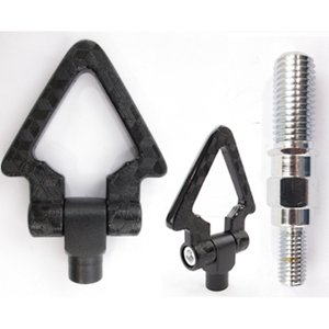 GANCHO DE ARRASTRE TRIANGULAR ALUMIIO TIPO FIBRA CARBON CON TORNILLO COCHE JAPON (HONDA,TOYOTA)NEGRO