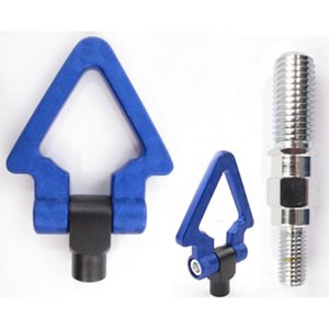 GANCHO DE ARRASTRE TRIANGULAR ALUMIIO TIPO FIBRA CARBON CON TORNILLO COCHE JAPON (HONDA,TOYOTA)AZUL