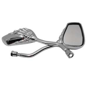 ESPEJO UNIVERSAL PARA MOTO CALAVERA PLATEADA (PAR)