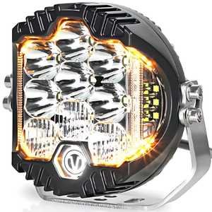FARO REDONDO C/ 9 HIPER LEDS AL CENTRO Y 6 LATERALES DE 7" BLANCO (PAR)