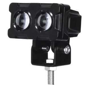 FARO RECTANGULAR PARA MOTO CON 2 HIPER LEDS, ESTROBO Y LUPA,  BLANCO/AMARILLO (PIEZA)