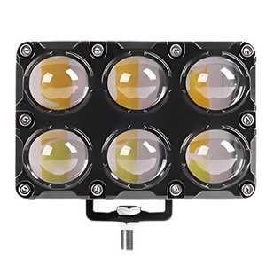 FARO RECTANGULAR PARA MOTO CON 6 HIPER LEDS, ESTROBO Y LUPA  BLANCO/AMARILLO (PIEZA)