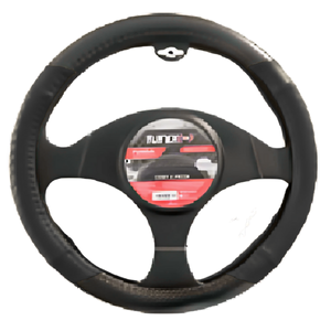 FUNDA PARA VOLANTE NEGRA MEDIANA DE 38 CM CON TRENZADO NEGRO (PIEZA)