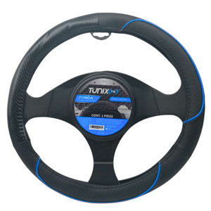 FU-3-389NB FUNDA PARA VOLANTE NEGRA MEDIANA DE 38 CM CON LINEA DE COLOR AZUL (PIEZA)