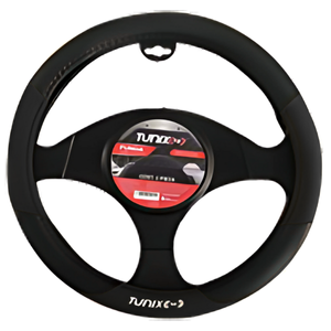 FUNDA PARA VOLANTE NEGRA MEDIANA DE 38 CM CON LOGO NEGRO (PIEZA)
