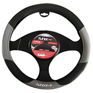FUNDA PARA VOLANTE NEGRA MEDIANA DE 38 CM CON LOGO GRIS (PIEZA)