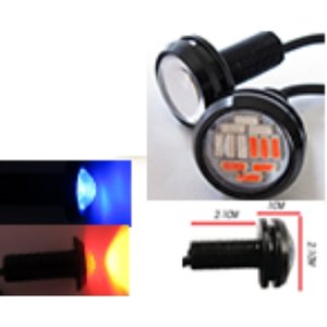 TORNILLO GDE (3.1x2.1CM) OJO DE AGUILA 3 WATT SUPER POTENTE LUZ FIJA + ESTROBO ROJO/AZUL
