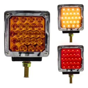 PLAFON CUADRADO CON 60 LEDS Y 6 LATERALES DOBLE CARA ÁMBAR /ROJO  IZQUIERDO 11.1*11.1 CM FUNCIÓN FIJA Y ESTROBO (PIEZA)