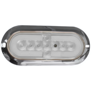 LA-POG9C PLAFÓN OVALADO CON 9 LEDS Y OJO DE ÁNGEL TIPO GEL CON BISEL CROMADO CON ALTA, BAJA Y ESTROBO BLANCO (PIEZA)