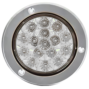 PLAFÓN REDONDO CON 16 LEDS, BISEL CROMADO, CON ALTA, BAJA Y ESTROBO BLANCO (PIEZA)
