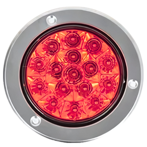 PLAFÓN REDONDO CON 16 LEDS, BISEL CROMADO, CON ALTA, BAJA Y ESTROBO ROJO (PIEZA)