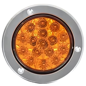 PLAFÓN REDONDO CON 16 LEDS, BISEL CROMADO, CON ALTA, BAJA Y ESTROBO AMARILLO (PIEZA)