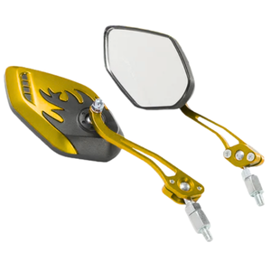 ESPEJO UNIVERSAL PARA MOTO FLAMAS AMARILLA (PAR)