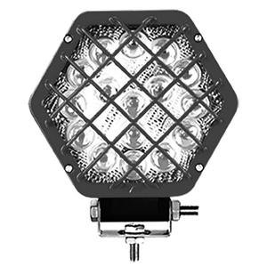 FARO HEXAGONAL CON LUPA Y REJA DE 48W CON 16 LEDS, COLOR NEGRO (PAR)