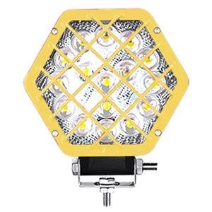 FARO HEXAGONAL CON LUPA Y REJA DE 48W CON 16 LEDS, COLOR AMARILLO (PAR)