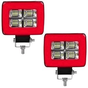 FARO C/12 LEDS 4 SECCIONES LUZ BLANCA, ESTROBO Y OJO DE ANGEL TIPO GEL ROJO (PAR)