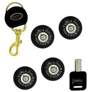 4 CHAPAS DE SEGURIDAD AUTOMOTRIZ LÍNEA PREMIUM CON LLAVERO. (JUEGO)