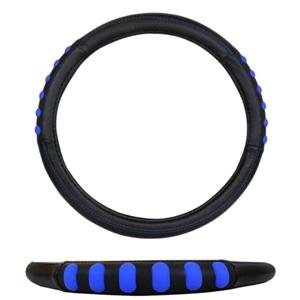 FUNDA PARA VOLANTE MEDIANA DE 38 CM NEGRA DEDOS MARCADOS DE COLOR AZUL (PIEZA)