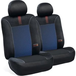 FUNDA PARA ASIENTO RED BULL 2 PLAZAS (6 PC) POWER BAR NEGRO CON AZUL (JUEGO)