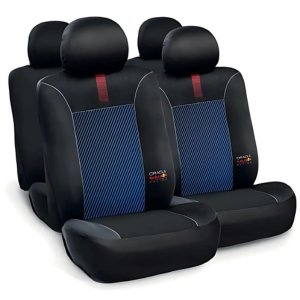 FUNDA PARA ASIENTO RED BULL 4 PLAZAS (10 PC) POWER BAR NEGRO CON AZUL (JUEGO)