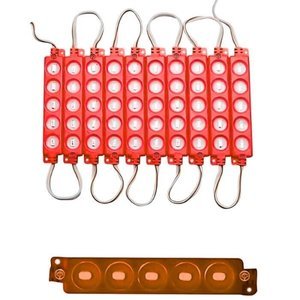 TIRA TIPO CHIP CON 5 LED TIPO ENCAPSULADO ROJO. (JUEGO)