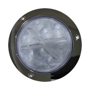 PLAFÓN REDONDO UNIV. CON 8 LEDS, CON "X" TIPO GEL  Y FUNCIONES, COLOR BLANCO. (ALTA, BAJA Y ESTROBO) (PIEZA)
