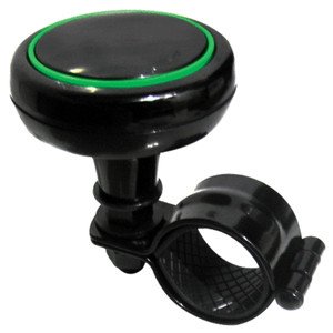 PERILLA PARA VOLANTE NEGRA / CON ORILLAS DE COLORES NEGRO CON VERDE. (PIEZA)