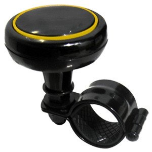 PERILLA PARA VOLANTE NEGRA / CON ORILLAS DE COLORES NEGRO CON AMARILLO. (PIEZA)