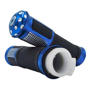 PUÑO PARA MANUBRIO COMBINADO ALUMINIO / GOMA AZUL (PAR)