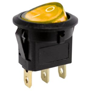 SWITCH TECLA REDONDA C/LUZ ON OFF AMARILLO (PIEZA)