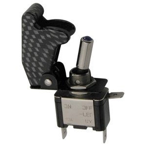 SWITCH 1 PASO TAPA CARBON T/AVION C/LUZ AZUL (PIEZA)