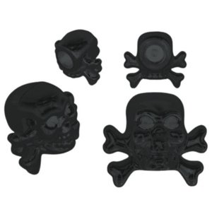 TAPON DE VALVULA CALAVERA 4 PZAS. NEGRO (JUEGO)