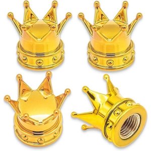 TAPON DE VALVULA CORONA 4 PZAS. DORADO (JUEGO)