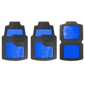 TAPETE GRUESO 4 PZAS, NEGRO / AZUL (JUEGO)