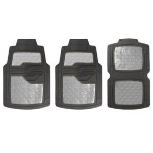 TAPETE GRUESO 4 PZAS, NEGRO / CROMO (JUEGO)
