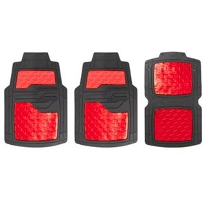 TAPETE GRUESO 4 PZAS, NEGRO / ROJO (JUEGO)