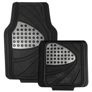 TAPETE GRUESO 4 PIEZAS NEGRO / CROMO (JUEGO)