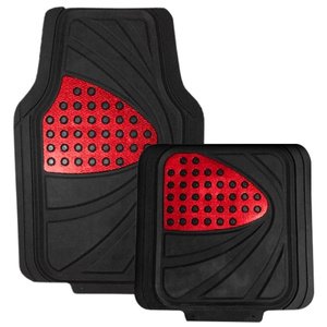 TAPETE GRUESO 4 PIEZAS NEGRO / ROJO (JUEGO)