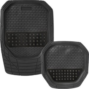 TAPETE GRUESO 4 PZAS TIPO CHAROLA NEGRO (JUEGO)