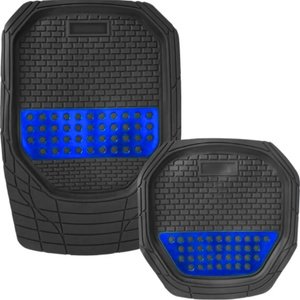 TAPETE GRUESO 4 PZAS TIPO CHAROLA NEGRO/AZUL (JUEGO)