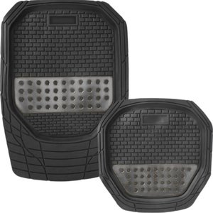 TAPETE GRUESO 4 PZAS TIPO CHAROLA NEGRO/CROMADO (JUEGO)