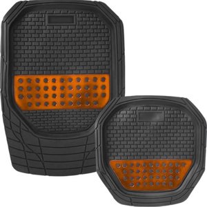 TAPETE GRUESO 4 PZAS TIPO CHAROLA NEGRO/ANARANJADO (JUEGO)
