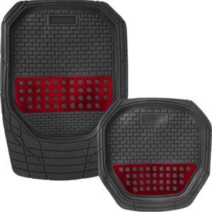 TAPETE GRUESO 4 PZAS TIPO CHAROLA NEGRO/ROJO (JUEGO)