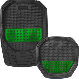 TAPETE GRUESO 4 PZAS TIPO CHAROLA NEGRO/VERDE (JUEGO)