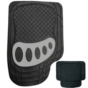 TAPETE GRUESO 4 PCS HUELLA NEGRO / PLATA (JUEGO)